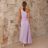 Women's Swing Dress Elegant Oblique Collar Sleeveless Solid Color Maxi Long Dress Banquet main image 5