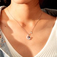 Sterling Silver Simple Style Astronaut Star Moon Plating Inlay Zircon Pendant Necklace main image 5