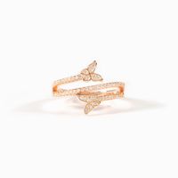 Sterling Silver Simple Style Butterfly Plating Inlay Zircon Rings sku image 1