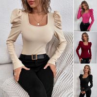 Women's T-shirt Long Sleeve T-Shirts Simple Style Solid Color main image 6
