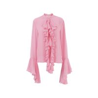 Women's Blouse Long Sleeve Blouses Ruffles Sexy Solid Color main image 2