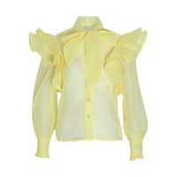 Women's Blouse Long Sleeve Blouses Ruffles Simple Style Solid Color main image 3