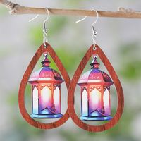 1 Pair Retro Lamp Wood Drop Earrings sku image 8