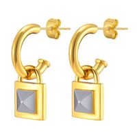 1 Pair Casual Simple Style Lock Brass Gold Plated Drop Earrings main image 4