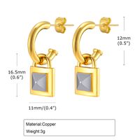 1 Pair Casual Simple Style Lock Brass Gold Plated Drop Earrings sku image 1