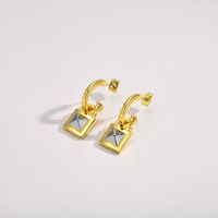 1 Pair Casual Simple Style Lock Brass Gold Plated Drop Earrings main image 1