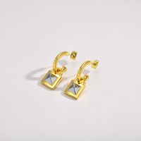 1 Pair Casual Simple Style Lock Brass Gold Plated Drop Earrings main image 5