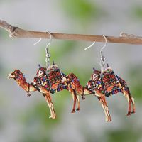 1 Pair Retro Camel Wood Drop Earrings main image 3