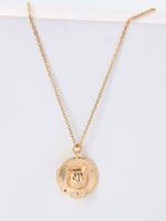 Copper 18K Gold Plated IG Style Moon Cat Zircon Pendant Necklace main image 5