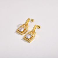 1 Pair Simple Style Shiny Lock Inlay Brass Diamond Drop Earrings main image 1