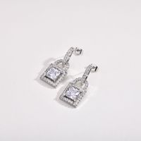 1 Pair Simple Style Shiny Lock Inlay Brass Diamond Drop Earrings main image 5