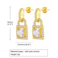 1 Pair Simple Style Shiny Lock Inlay Brass Diamond Drop Earrings sku image 1