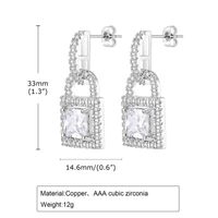 1 Pair Simple Style Shiny Lock Inlay Brass Diamond Drop Earrings sku image 2