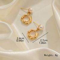 1 Pair Retro Baroque Style Vacation Irregular Inlay Copper Pearl Tiger Eye Opal 18K Gold Plated Drop Earrings sku image 1