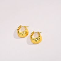 1 Pair Simple Style Solid Color Frill Brass Gold Plated Earrings main image 1