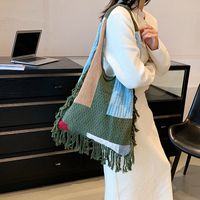 Femmes Grande Tresser Bloc De Couleur Style Vintage Fermeture Éclair Sac Sous Les Bras main image 3