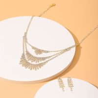 Elegant Glam Tassel Alloy Layered Rhinestones Women's Earrings Necklace main image 6