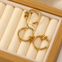 1 Pair Simple Style Geometric Plating Titanium Steel Hoop Earrings main image 3