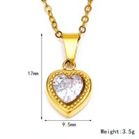 Titanium Steel Simple Style Heart Shape Zircon Pendant Necklace main image 2