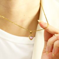 Titanium Steel Simple Style Heart Shape Zircon Pendant Necklace sku image 6