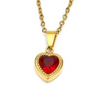 Titanium Steel Simple Style Heart Shape Zircon Pendant Necklace main image 5