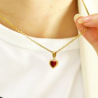 Titanium Steel Simple Style Heart Shape Zircon Pendant Necklace sku image 5