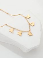 Rostfreier Stahl 18 Karat Vergoldet Einfacher Stil Überzug Pentagramm Schmetterling Halskette Mit Anhänger main image 4