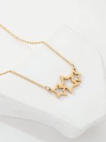 Rostfreier Stahl 18 Karat Vergoldet Einfacher Stil Überzug Pentagramm Schmetterling Halskette Mit Anhänger main image 6