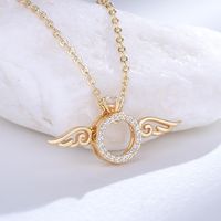 Copper White Gold Plated Simple Style Wings Plating Inlay Zircon Pendant Necklace main image 3