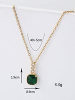 Copper 18K Gold Plated Vintage Style Shiny Square Inlay Zircon Pendant Necklace main image 2