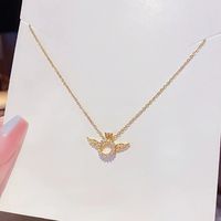 Copper White Gold Plated Simple Style Wings Plating Inlay Zircon Pendant Necklace main image 5