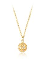 Copper 18K Gold Plated IG Style Simple Style Ball Bamboo Inlay Zircon Pendant Necklace main image 6