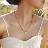 Stainless Steel 18K Gold Plated IG Style Simple Style Letter Pendant Necklace main image 8
