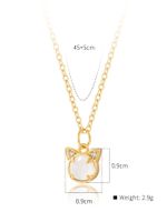 Copper 18K Gold Plated IG Style Cute Cat Inlay Zircon Pendant Necklace main image 2