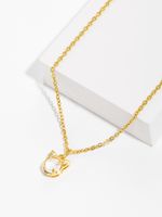Copper 18K Gold Plated IG Style Cute Cat Inlay Zircon Pendant Necklace sku image 2