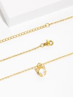 Copper 18K Gold Plated IG Style Cute Cat Inlay Zircon Pendant Necklace main image 6