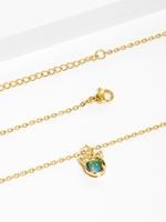 Copper 18K Gold Plated IG Style Cute Cat Inlay Zircon Pendant Necklace main image 8