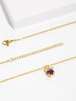 Copper 18K Gold Plated IG Style Cute Cat Inlay Zircon Pendant Necklace main image 4