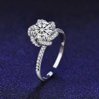 Wholesale Simple Style Flower Copper Plating Inlay White Gold Plated Zircon Rings main image 3