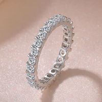 Wholesale Simple Style Solid Color Copper Plating Inlay White Gold Plated Zircon Rings main image 1