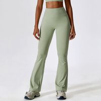 Simple Style Solid Color Nylon Spandex Pleated Active Bottoms Flared Pants main image 9