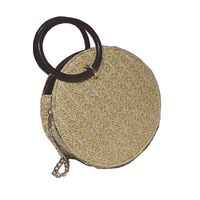 Women's Small Straw Color Block Vintage Style Zipper Circle Bag main image 4