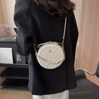 Women's Small Pu Leather Lattice Cherry Streetwear Pearls Zipper Crossbody Bag sku image 4