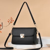 Women's Small Pu Leather Solid Color Basic Lock Clasp Crossbody Bag sku image 1
