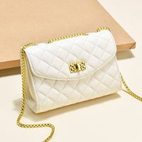 Women's Large Pu Leather Solid Color Lingge Streetwear Square Lock Clasp Crossbody Bag sku image 1