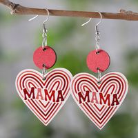 1 Pair Retro Heart Shape Wood Drop Earrings sku image 4