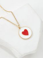 Copper 18K Gold Plated Y2K Heart Shape Enamel Pendant Necklace main image 1