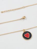 Copper 18K Gold Plated Y2K Heart Shape Enamel Pendant Necklace main image 6