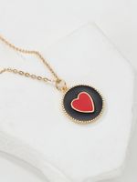 Copper 18K Gold Plated Y2K Heart Shape Enamel Pendant Necklace main image 5