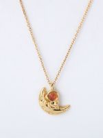 Copper 18K Gold Plated IG Style Astronaut Moon Inlay Zircon Pendant Necklace sku image 4